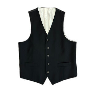 Calvin Klein Black Wool V-Neck 5 Button Front Suit Vest Size 40R